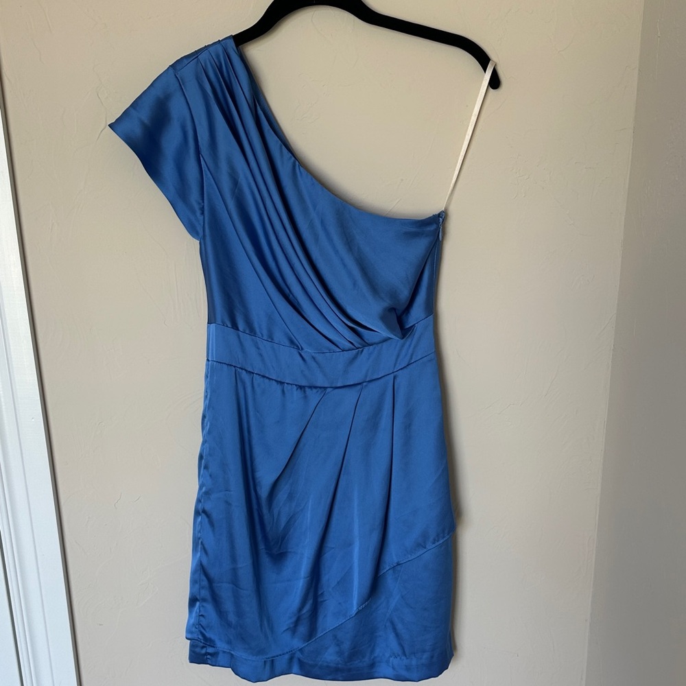 BCBGeneration One-Shoulder Dress in Vibrant Blue